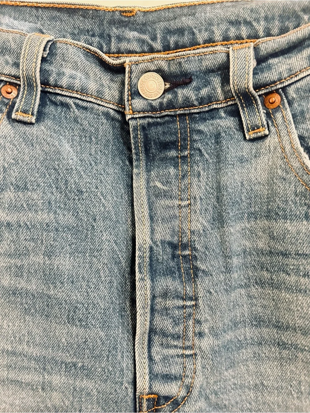 Women’s Vintage Distressed Blue Jeans - Classic Straight Fit - Picture 3 of 10
